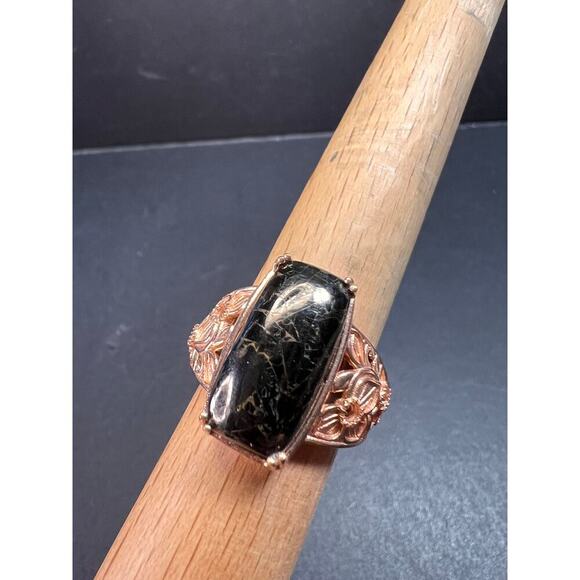 NEW Shungite in matrix ring in rose gold over brass size 9 - Picture 2 of 13